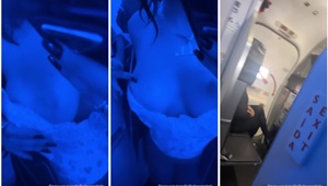Aeromoça peituda se filmou no banheiro do avião corpão perfeito
