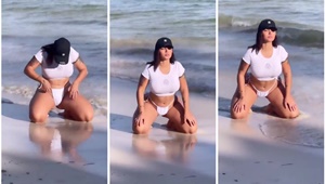 Famosa usa blusa trasparente e exibe os bicos dos peitos