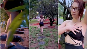 Professora safada se exibe no parque sem calcinha mostrando xibiu